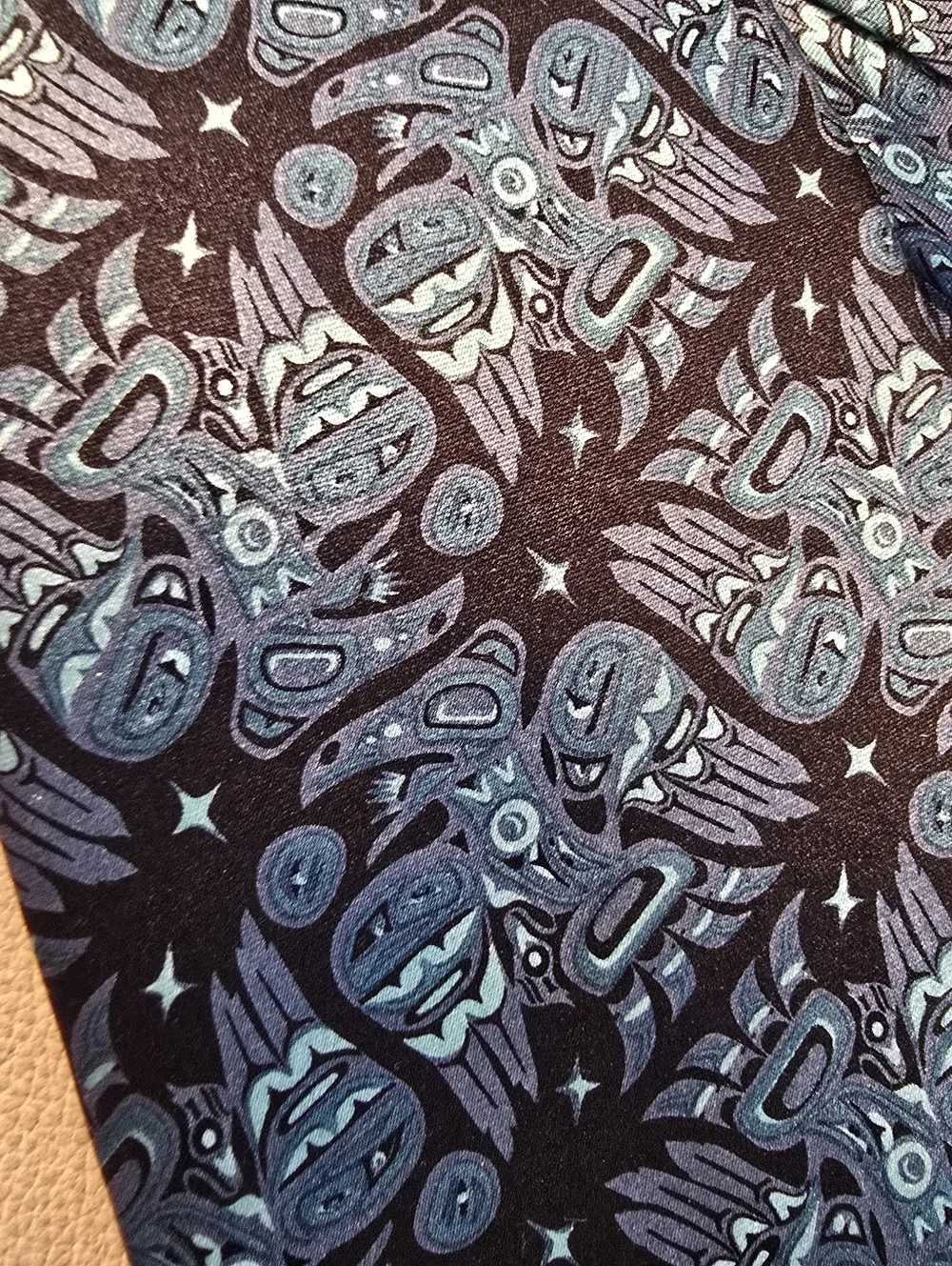 Magenta Designed In Canada Men's Black Blue Tribal Art Silk Necktie